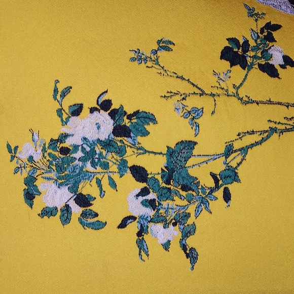 Yellow Crane Floral Print Cheongsam Qipao Mandarin Collar Min Dress Size M - Picture 6 of 9